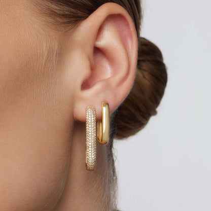 Icona™ | Gold Large Pave Hoop Earrings