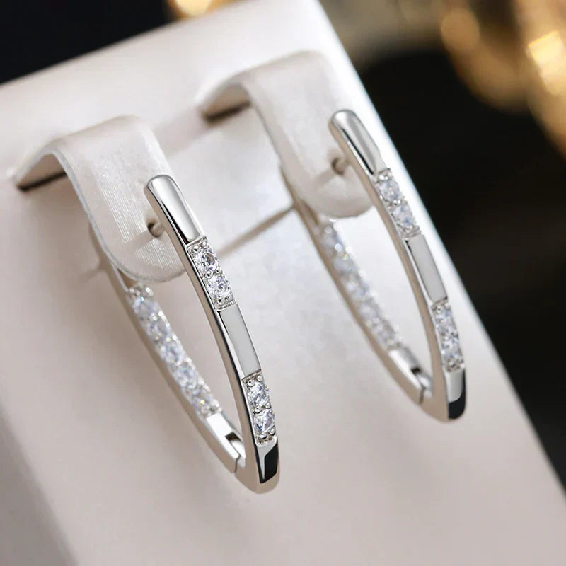 Exquisite Zirconia Earrings | White Gold
